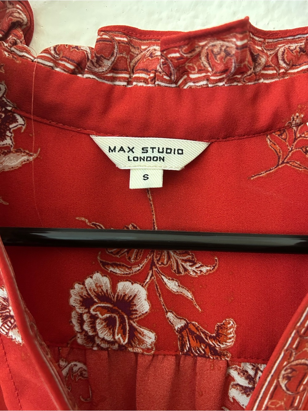 Max Studio Red Floral Maxi Dress with Ruffle Sleeves - Picture 5 of 5